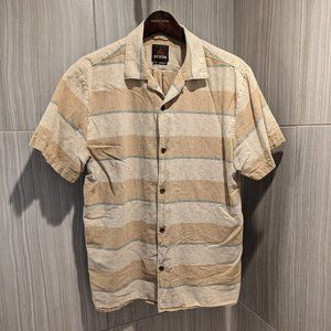 Prana Short Sleeve "Camper" Shirt - Tan, Striped